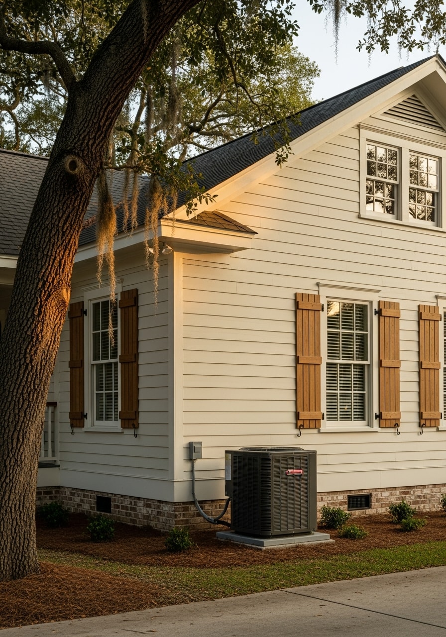Detail of a Biloxi home's restored exterior showing coastal architectural style.